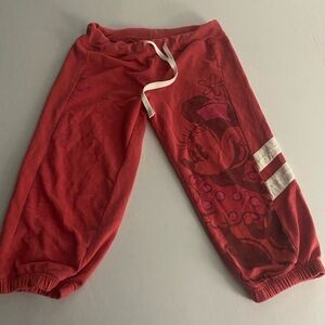 Disneyland Resort Womens Red Sweatpants Jogger with Minnie Mouse Drawstring Sm